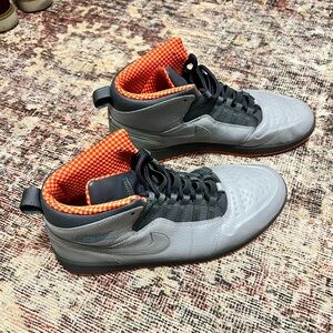 Nike Gray and Orange High-Top Sneakers